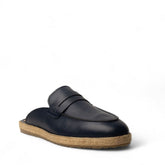 Men Dark Blue Leather Shoes #4559