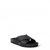 Men Black Leather Slipper #4612
