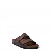 Men Brown Leather Slipper #4613