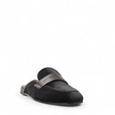 Italian Men Black Chamois Mules #4734