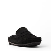 Men Black Chamois Mules #4830