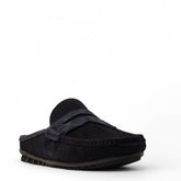Men Navy Chamois Mules #4831