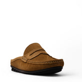 Men Beige Chamois Mules #4834