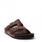 Men Brown Leather Slipper #4920