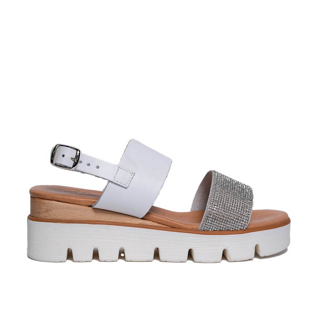 Italian Women White Leather Sandal #0619