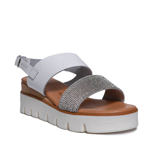 Italian Women White Leather Sandal #0619