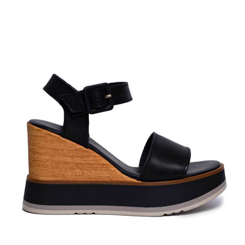 Italian Women Black Leather Sandal #0623
