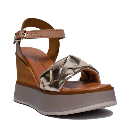 Italian Women Gold Leather Sandal #0626