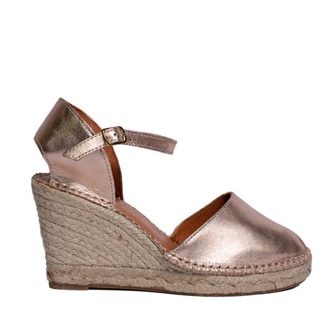 Italian Women Pink Leather Wedges #0635