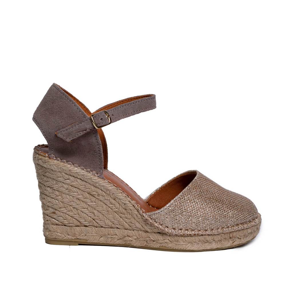 Italian Women Pink CHAMOIS * GLITTER Wedges #0639