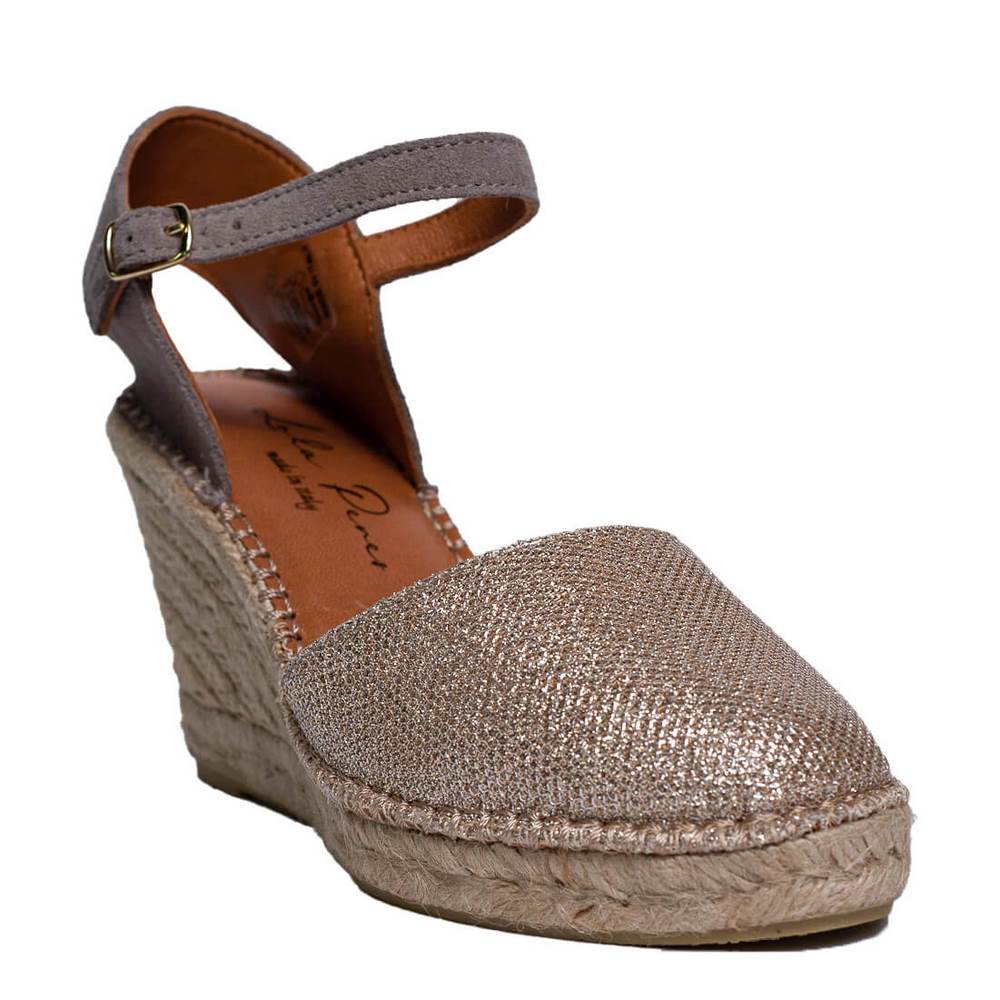 Italian Women Pink CHAMOIS * GLITTER Wedges #0639