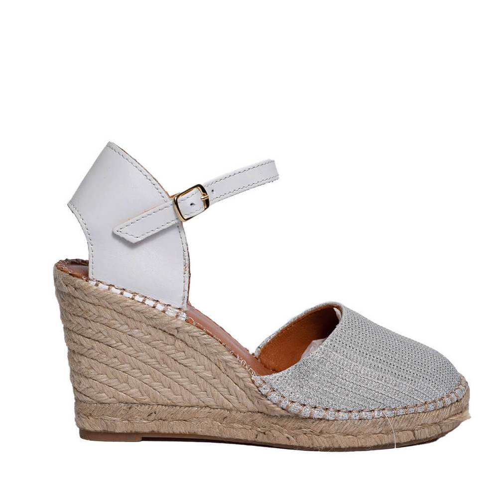 Italian Women Silver CHAMOIS * GLITTER Wedges #0641