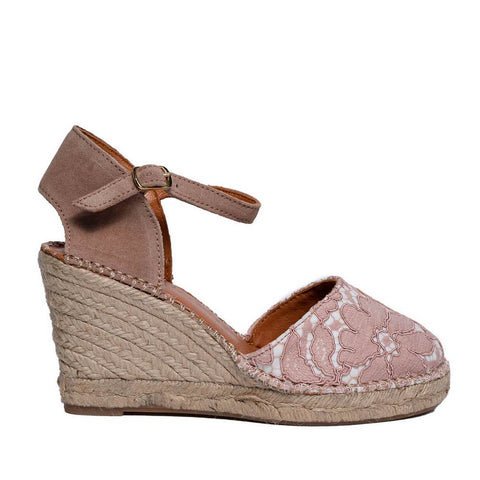 Italian Women Pink  Chamois * Cloth Wedges #0642