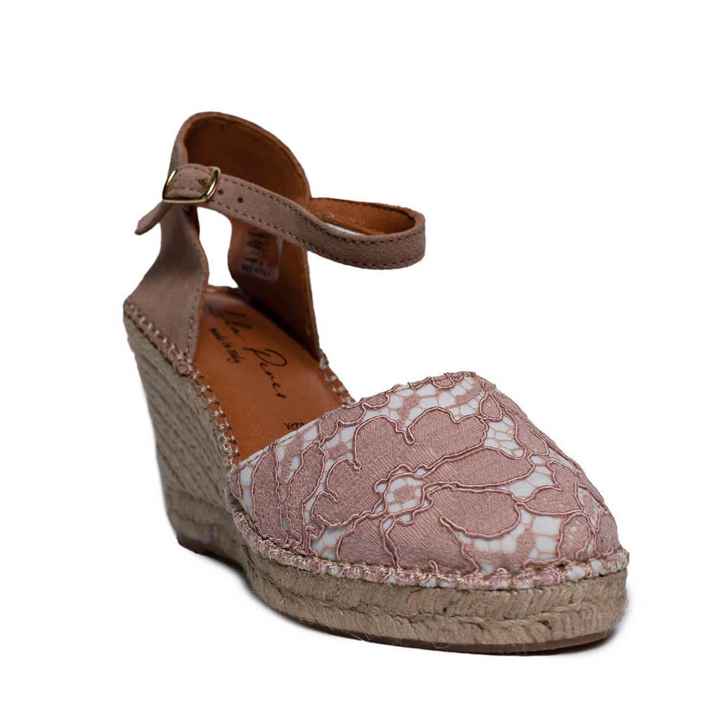 Italian Women Pink  Chamois * Cloth Wedges #0642
