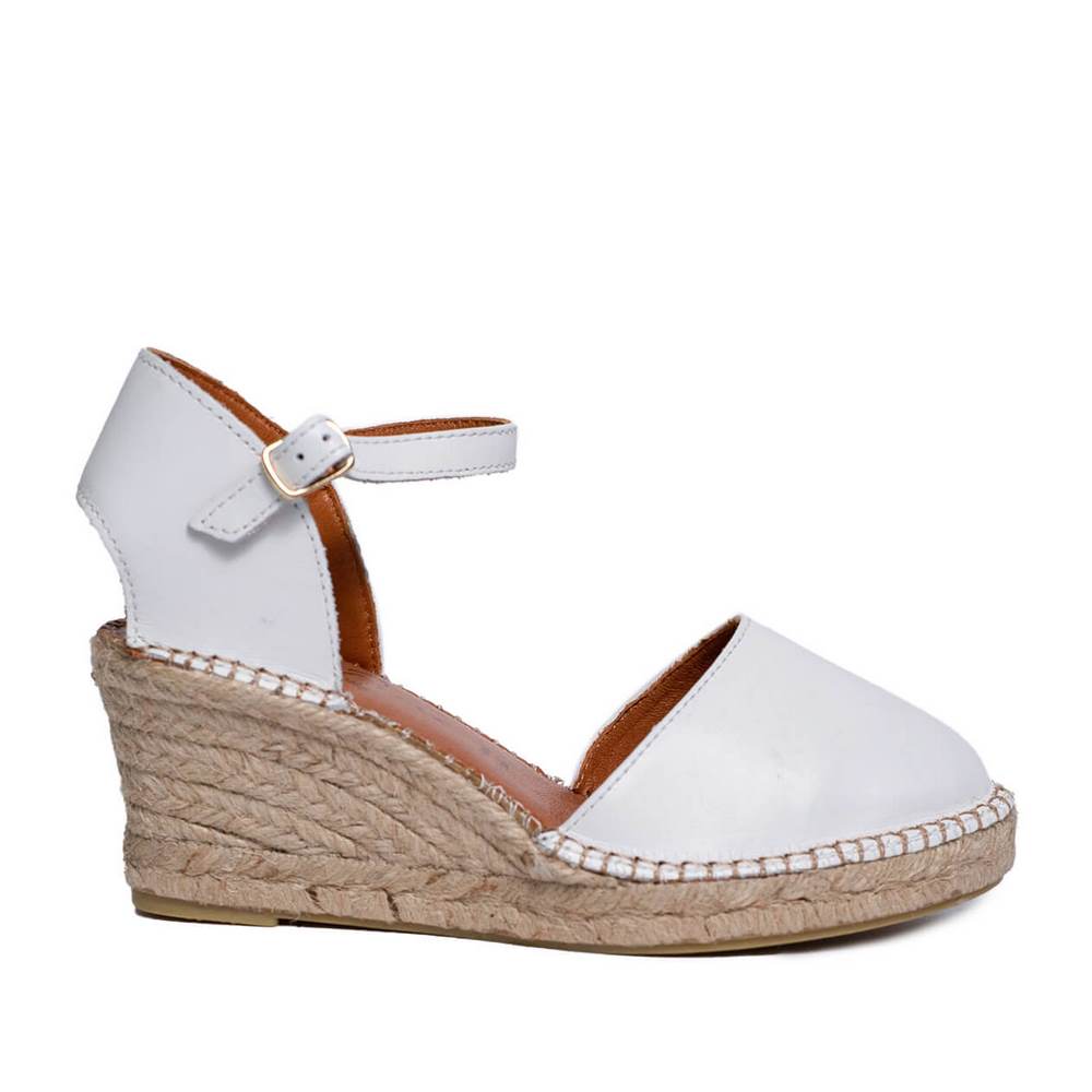 Italian Women White Leather Wedges #0649