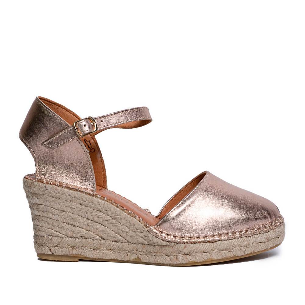 Italian Women Pink Leather Wedges #0652