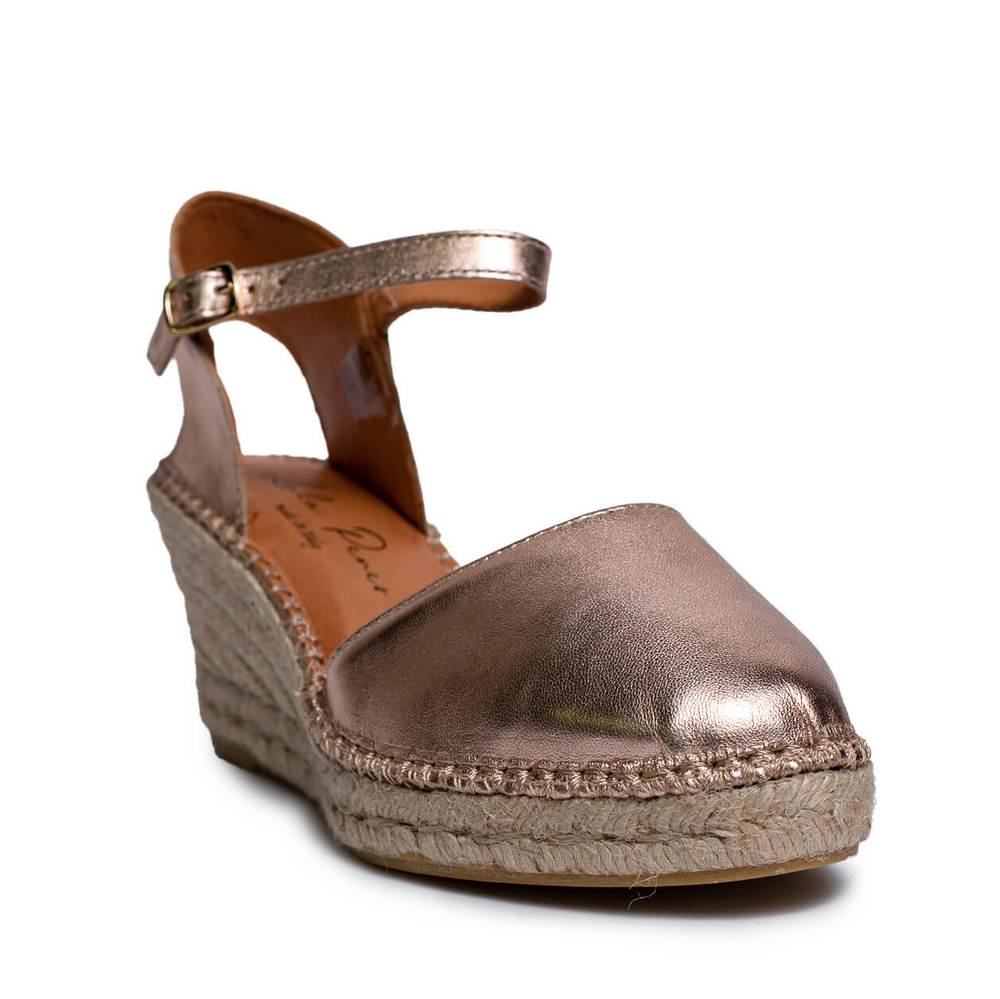 Italian Women Pink Leather Wedges #0652