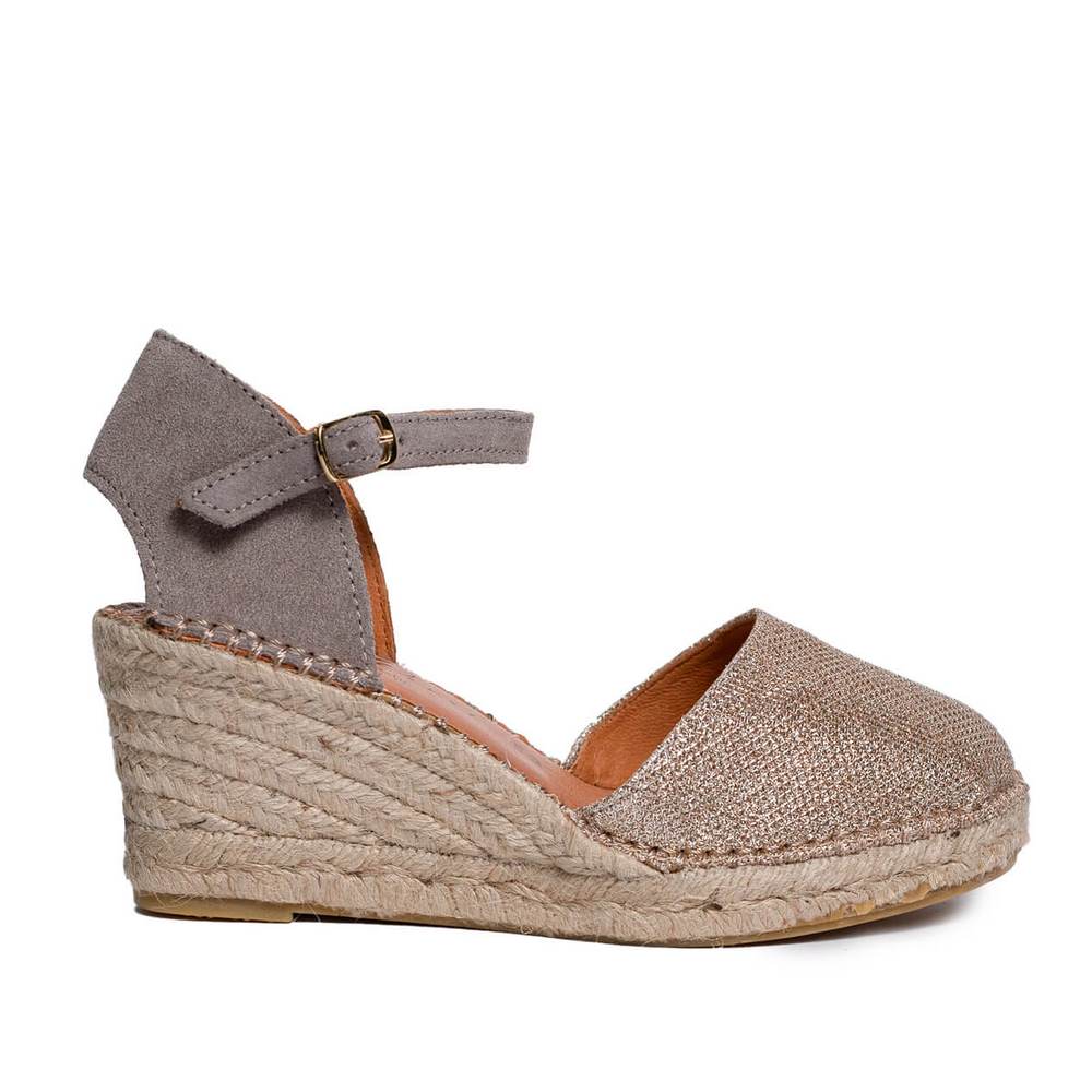 Italian Women Gold CHAMOIS * GLITTER Wedges #0656