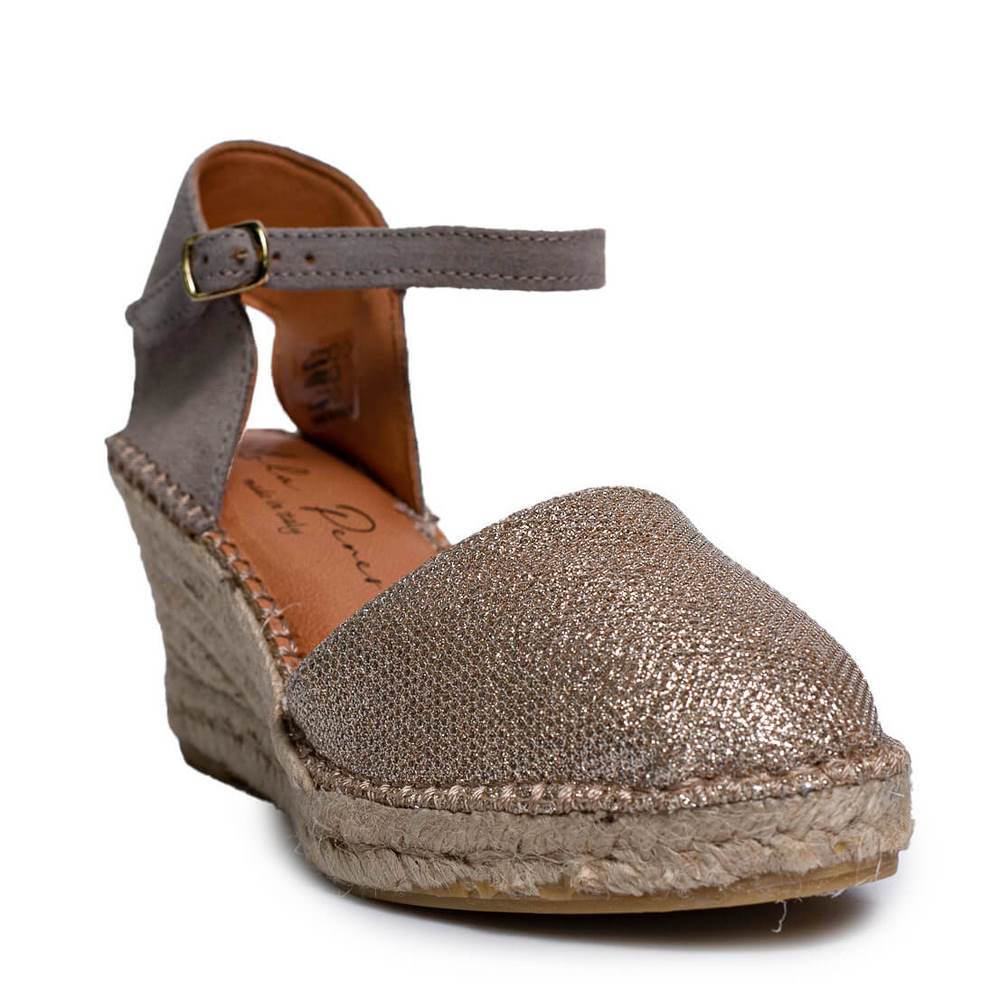 Italian Women Gold CHAMOIS * GLITTER Wedges #0656