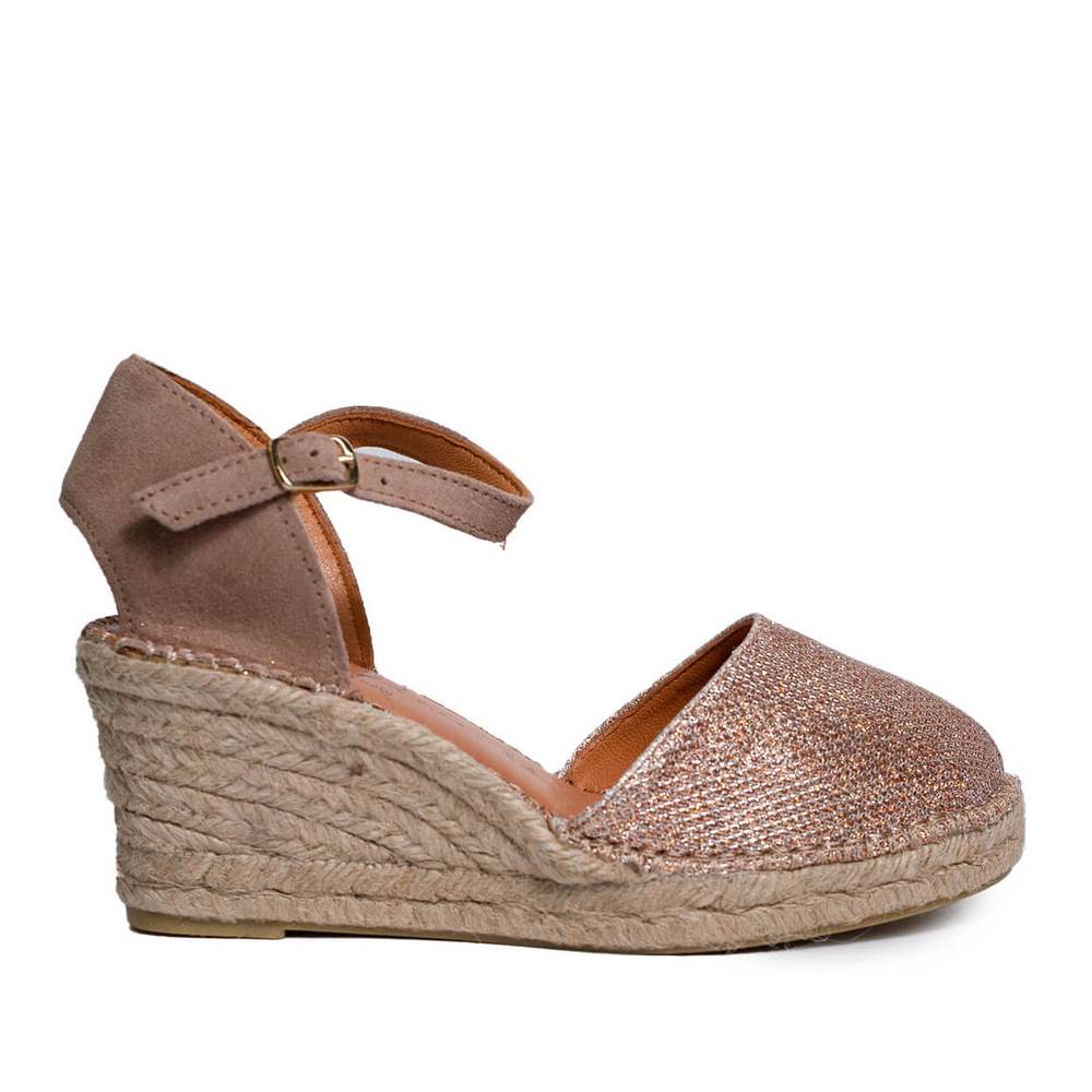 Italian Women Pink CHAMOIS * GLITTER Wedges #0659