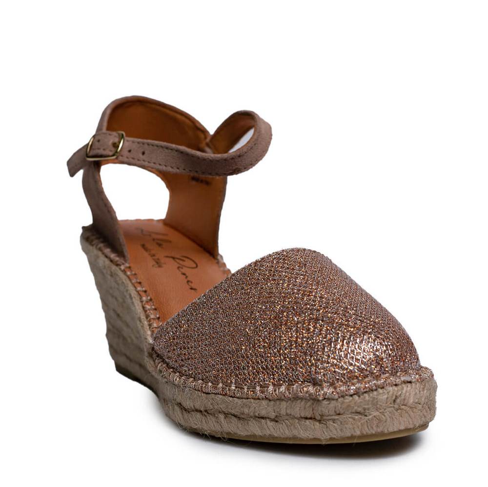 Italian Women Pink CHAMOIS * GLITTER Wedges #0659