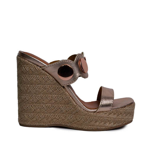 Italian Women Pink Leather Wedges #0664