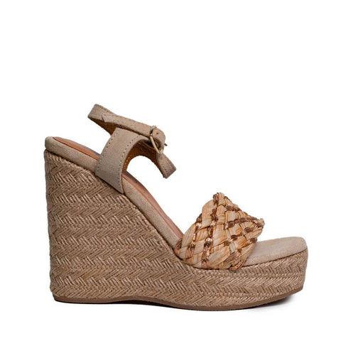 Italian Women Beige CHAMOIS Wedges #0668