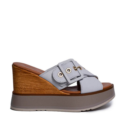 Italian Women White Leather Wedges #0686