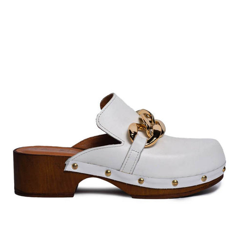 Italian Women White Leather Wedges #0693