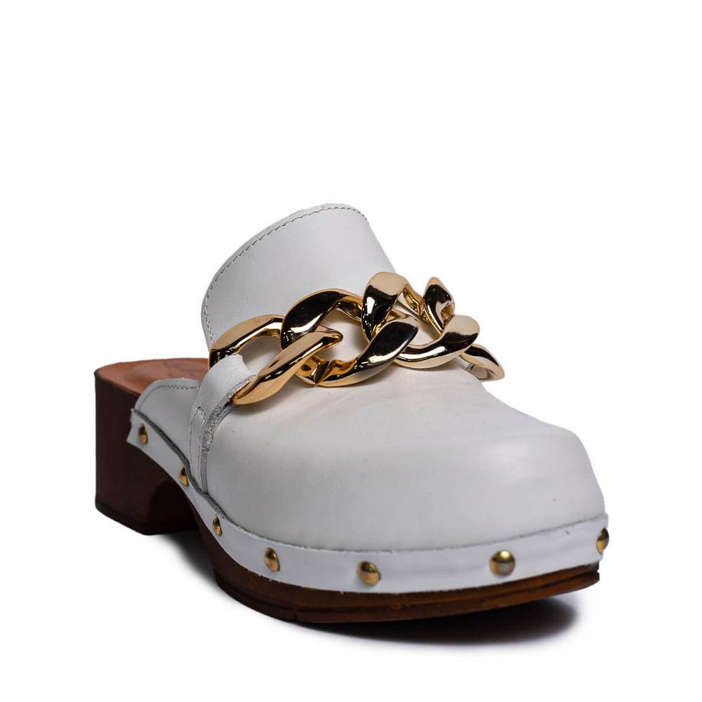 Italian Women White Leather Wedges #0693