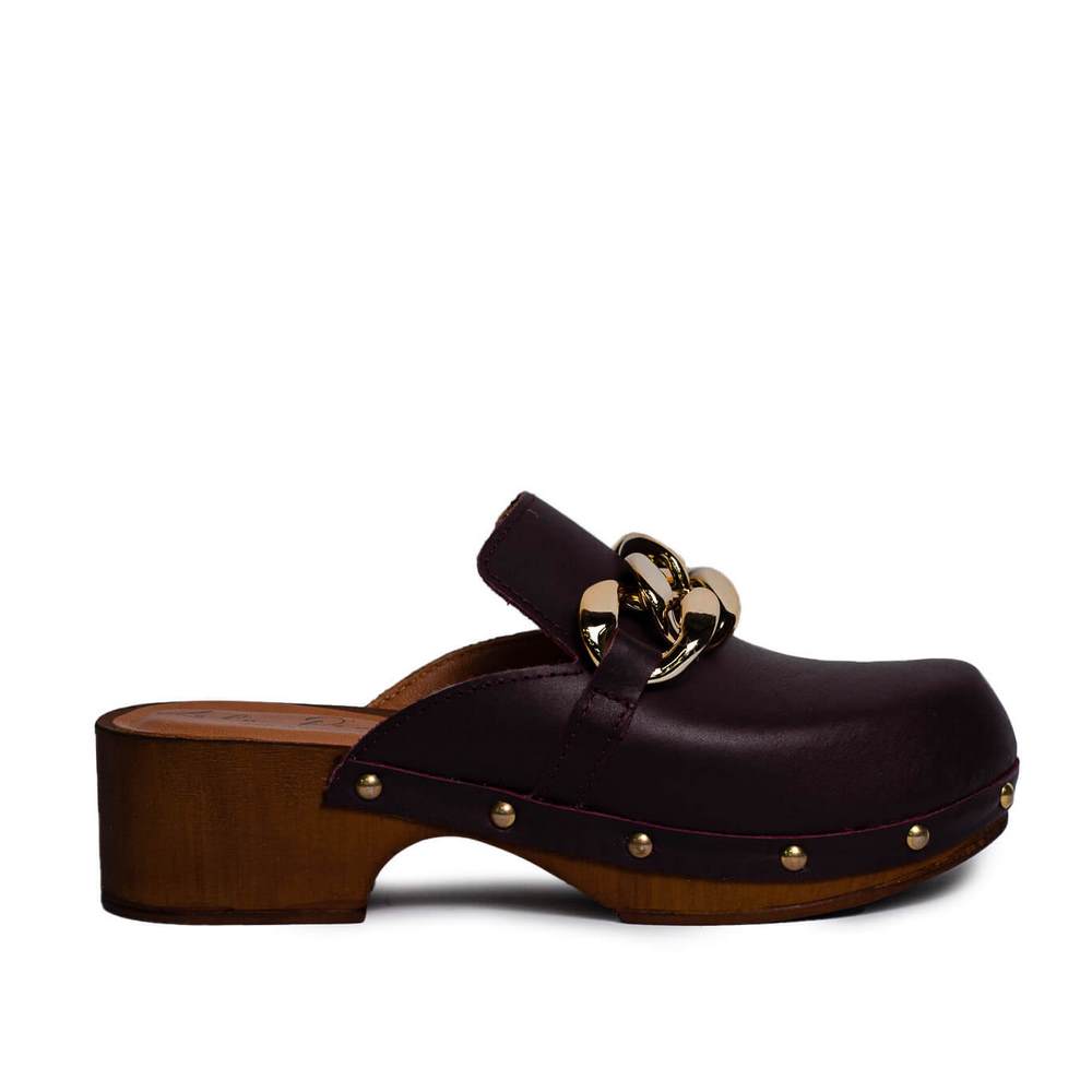 Italian Women Maroon Leather Wedges #0695