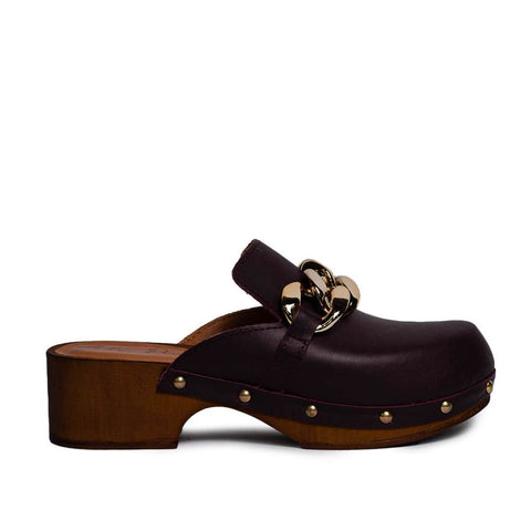 Italian Women Maroon Leather Wedges #0695