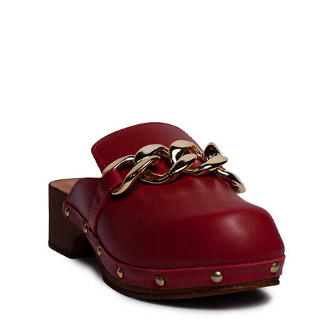 Italian Women Red Leather Wedges #0697
