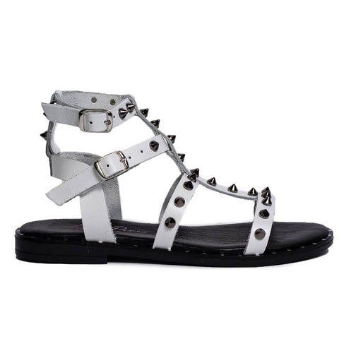Italian Women White Leather Sandal #0703