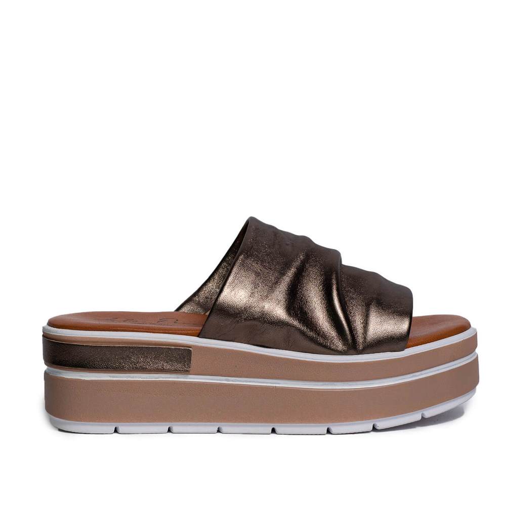 Italian Women Kaki Leather Wedges #0704