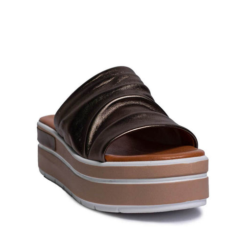 Italian Women Kaki Leather Wedges #0704