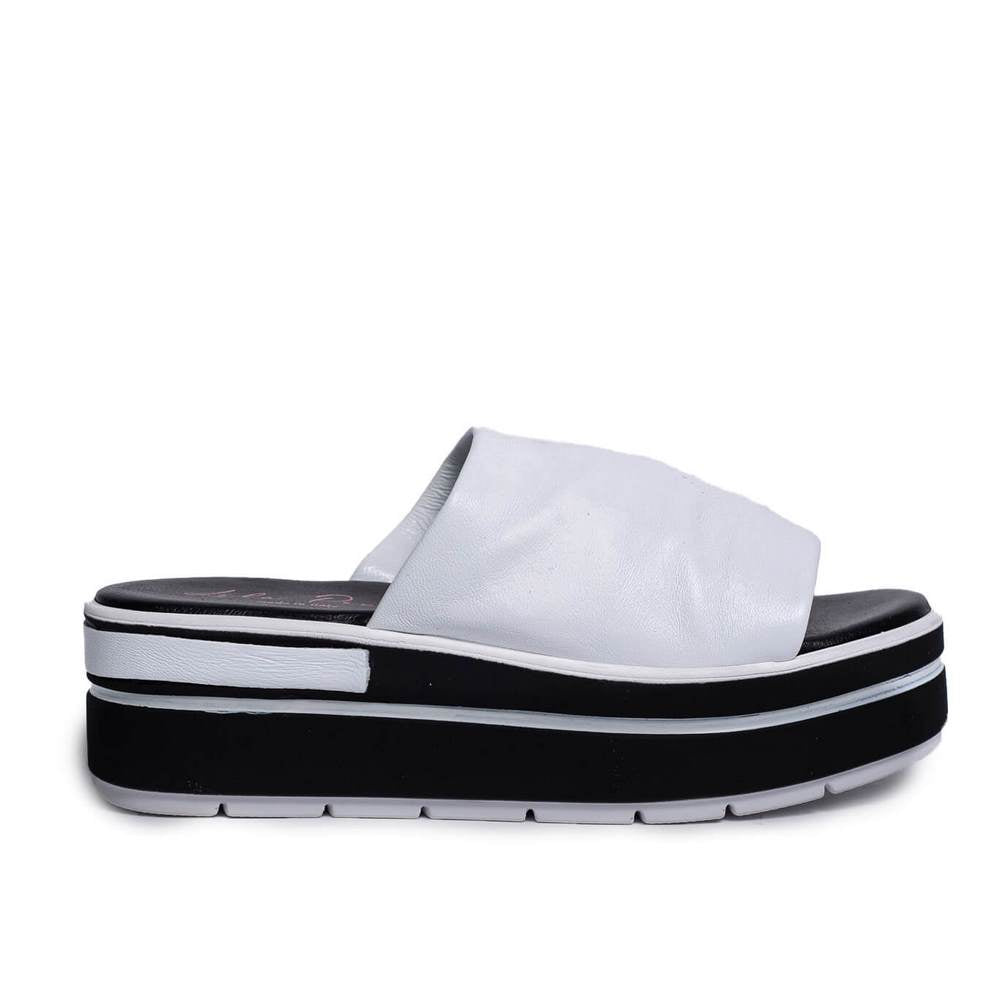 Italian Women White Leather Wedges #0708