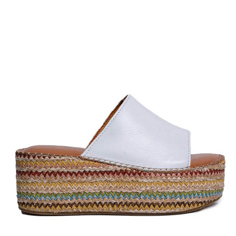 Italian Women White Leather Wedges #0713