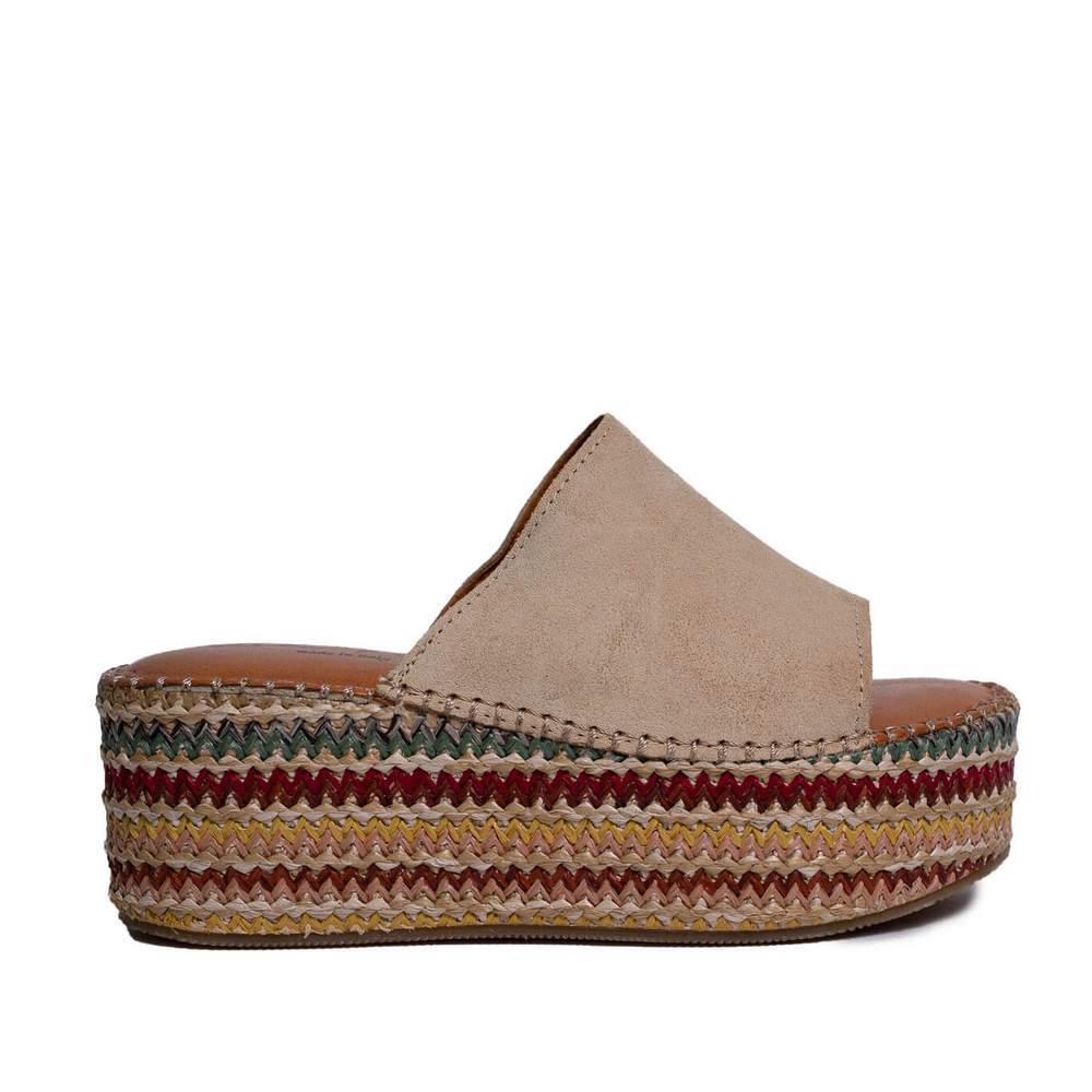 Italian Women Beige CHAMOIS Wedges #0715