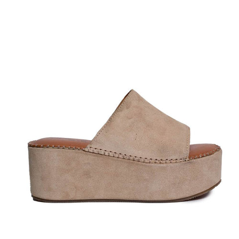 Italian Women Beige CHAMOIS Wedges #0717