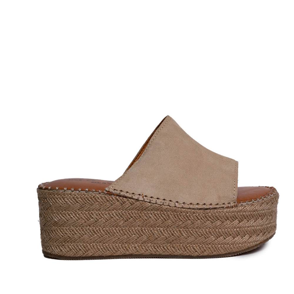 Italian Women Beige CHAMOIS Wedges #0722