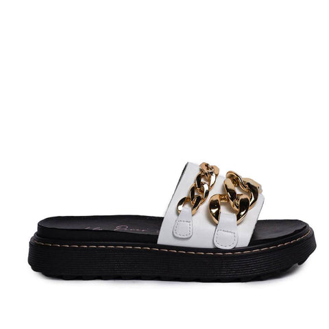 Italian Women White Leather Slipper #0724