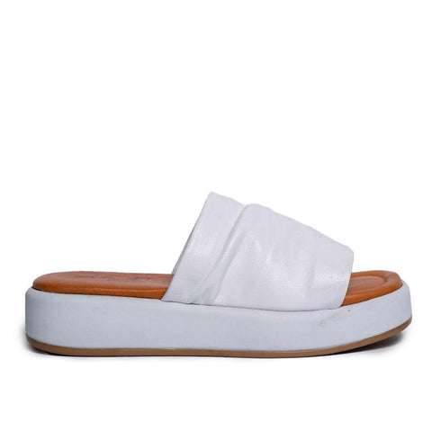 Italian Women White Leather Slipper #0726