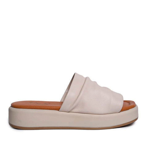 Italian Women Beige Leather Slipper #0727