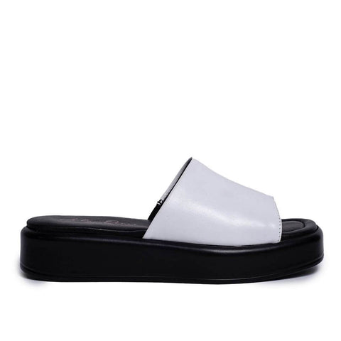Italian Women White Leather Slipper #0729