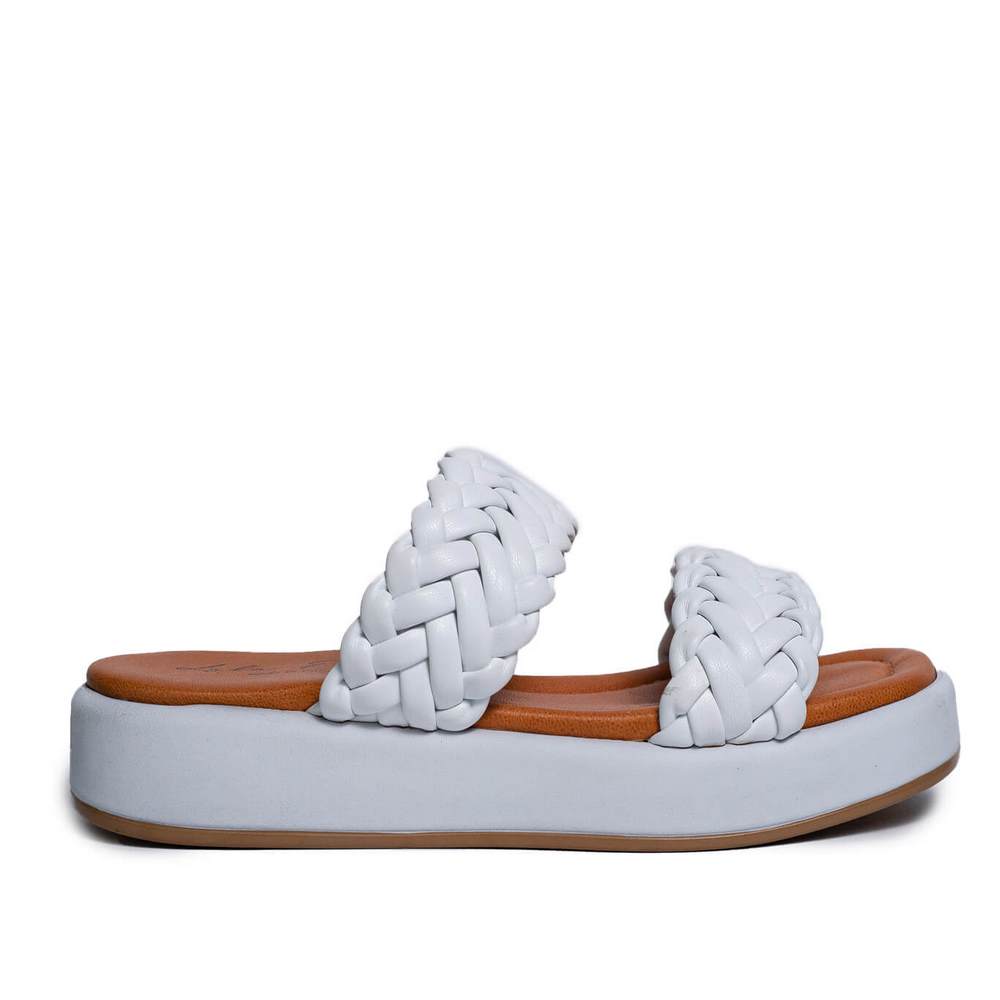 Italian Women White Leather Slipper #0732