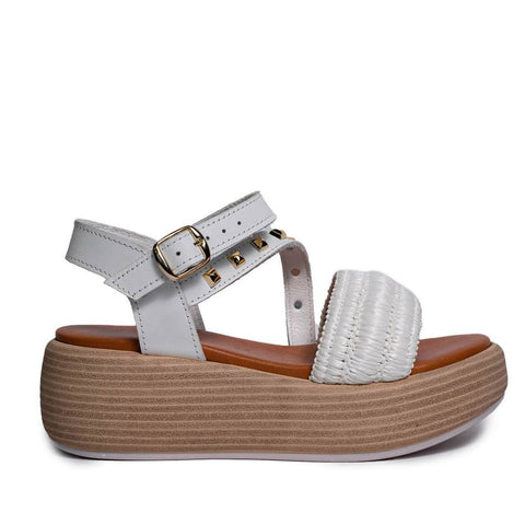 Italian Women White Leather Sandal #0734