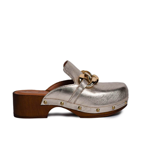 Italian Women Gold Leather Wedges #0739