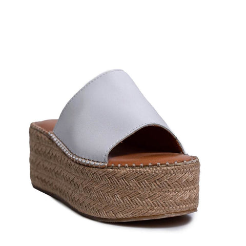 Italian Women White Leather Wedges #0749