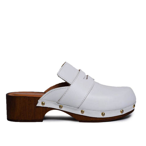 Italian Women White Leather Wedges #0752